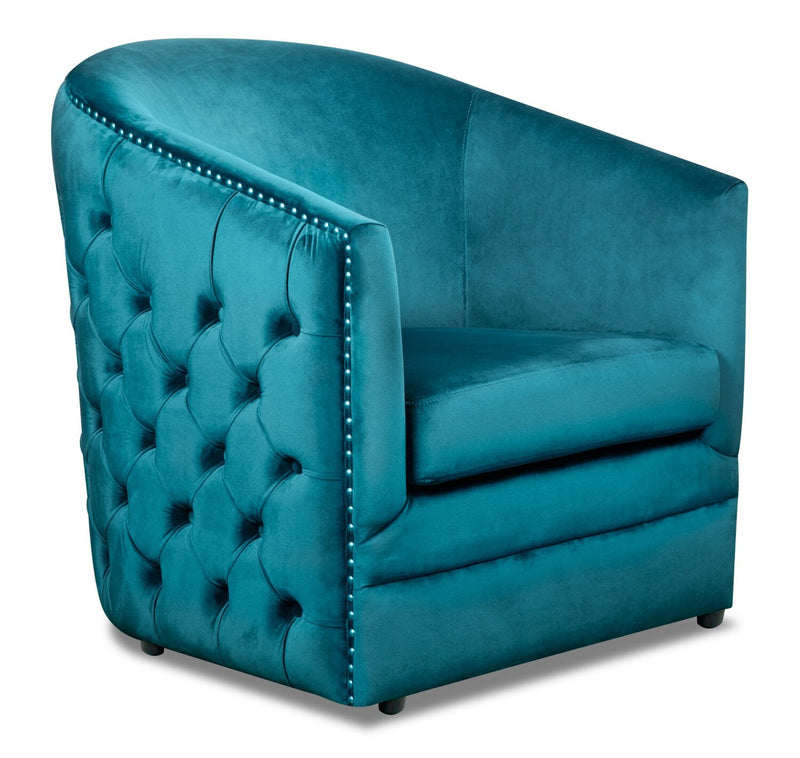 Kelby Velvet Accent Chair - Blue