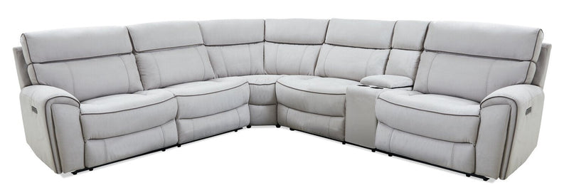 Sunview 6-Piece Faux Suede L-Shaped Power Reclining Sectional - Grey