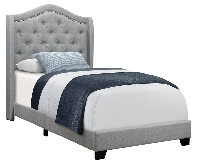 Orin Linen-Look Fabric Twin Bed - Grey