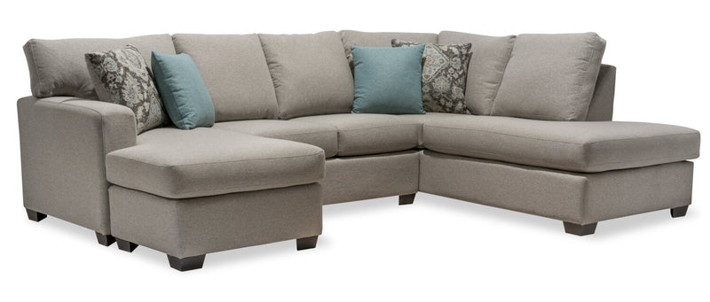Belle 2-Piece Linen-Look Fabric Right-Facing Sectional - Nickel