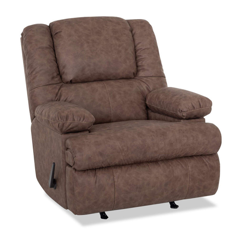 Mackenzie Leather-Look Fabric Rocker Recliner - Mocha