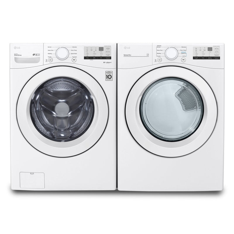 LG 5.2 Cu. Ft. Front-Load Washer and 7.4 Cu. Ft. Electric Dryer - White - WM3400CW /DLE3400W