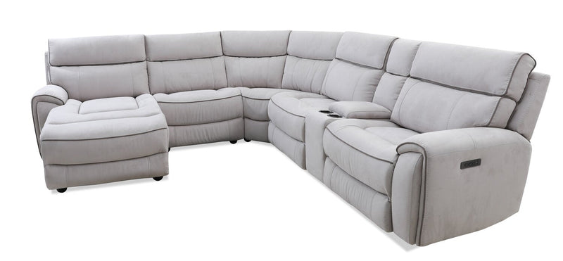 Sunview 6-Piece Faux Suede Left-Facing Power Reclining Sectional - Grey