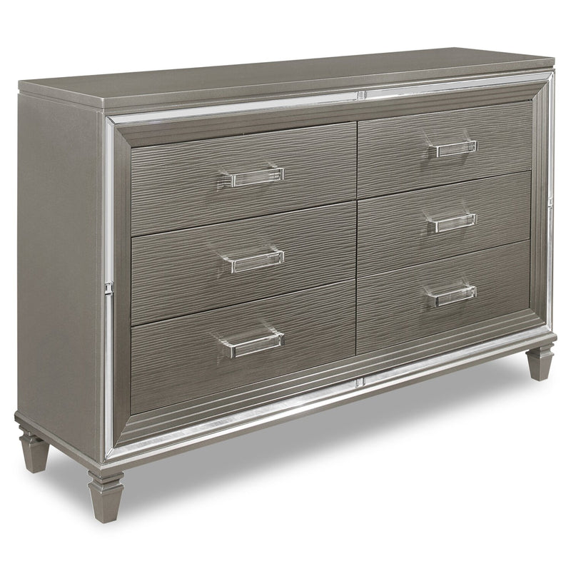 Max Dresser - Silver - Glam style Dresser in Silver Asian Hardwood, Medium Density Fibreboard (MDF), Plywood