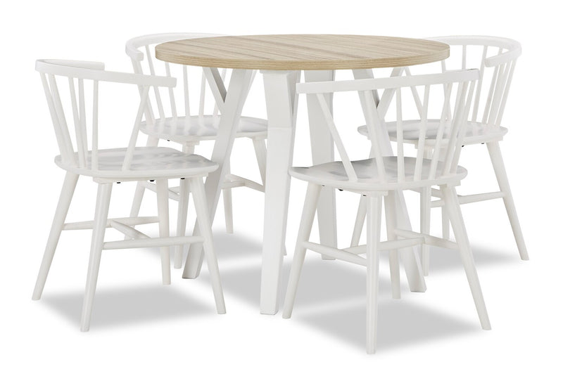 Telos 5-Piece Round Dining Set - White