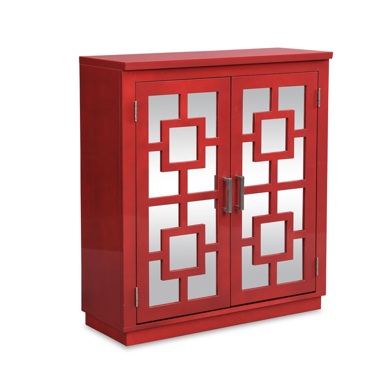 Darci Accent Cabinet - Red - Retro style Accent Cabinet in Red Glass, Medium Density Fibreboard (MDF), Plywood