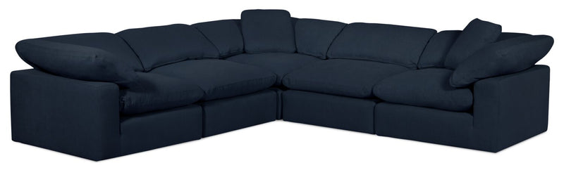 Dalyn 5-Piece Linen-Look Fabric Modular Sectional - Navy