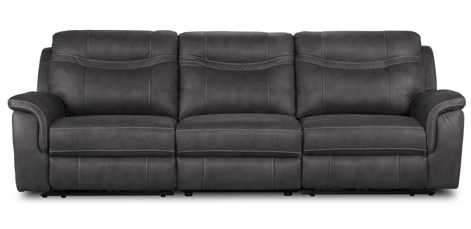 Cyr Faux Suede Power Reclining Sofa with Power Headrest Grey