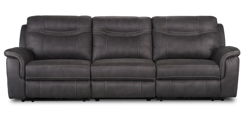 Cyr Faux Suede Power Reclining Sofa with Power Headrest - Grey