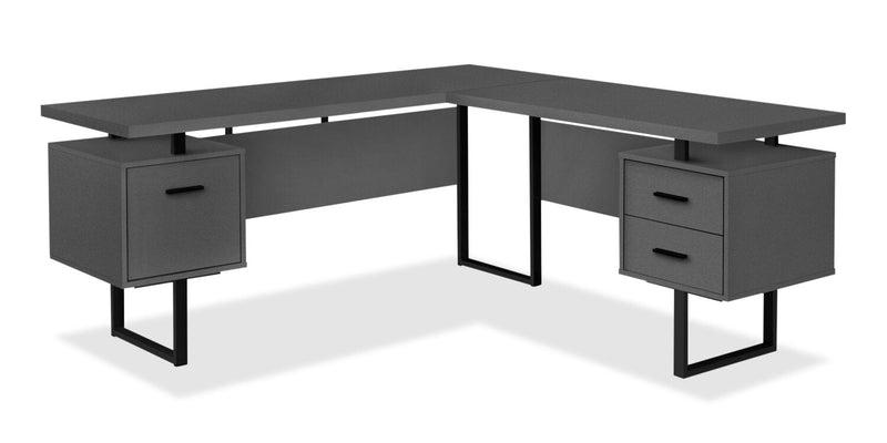 Segundo Reversible L-Shaped Corner Desk - Dark Grey