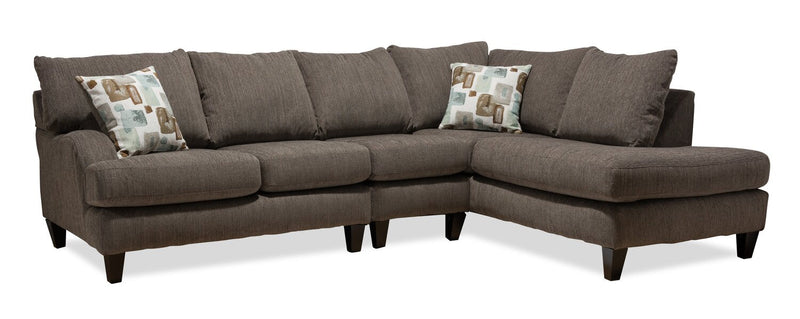 Abby 3-Piece Chenille Right-Facing Sectional - Charcoal