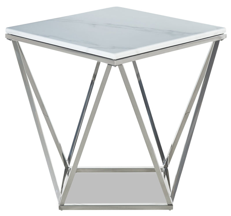 Amanda End Table - Contemporary, Modern style End Table in Carrara Marble  Metal