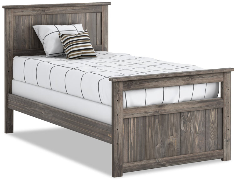 Piper Twin Bed - Rustic style Bed in Driftwood grey Pine