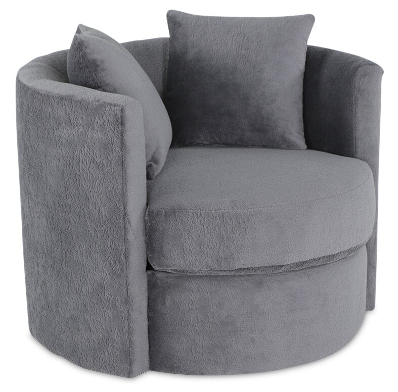 Sofitel Chenille Swivel Cuddler Chair - Plush Thunder