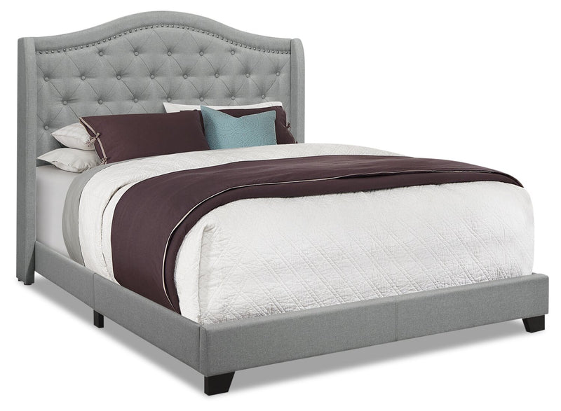 Orin Linen-Look Fabric Queen Bed - Grey