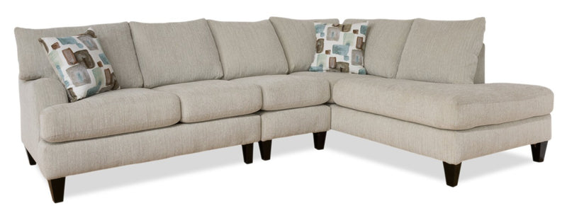 Abby 3-Piece Chenille Right-Facing Sectional - Linen