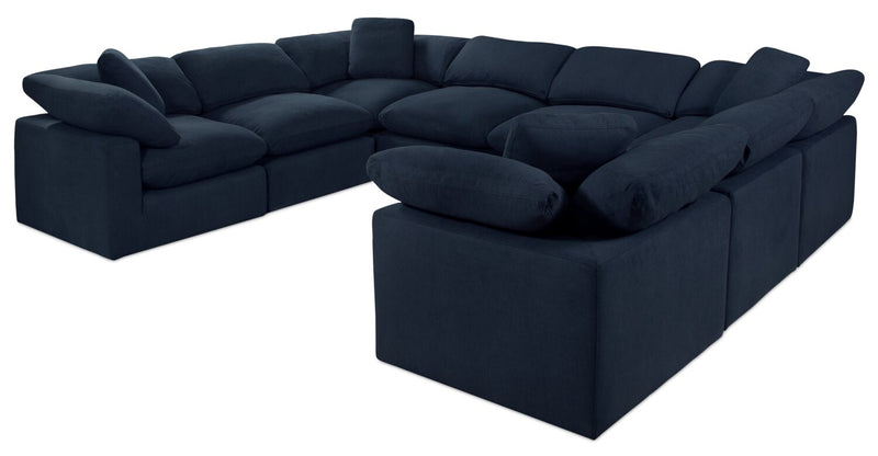 Dalyn 8-Piece Linen-Look Fabric Modular Sectional - Navy