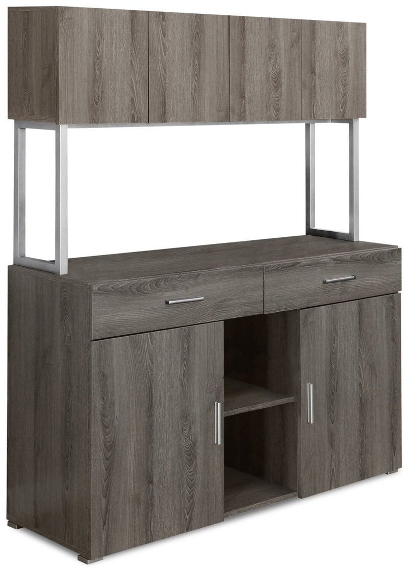 Vashon Office Credenza with Hutch - Dark Taupe