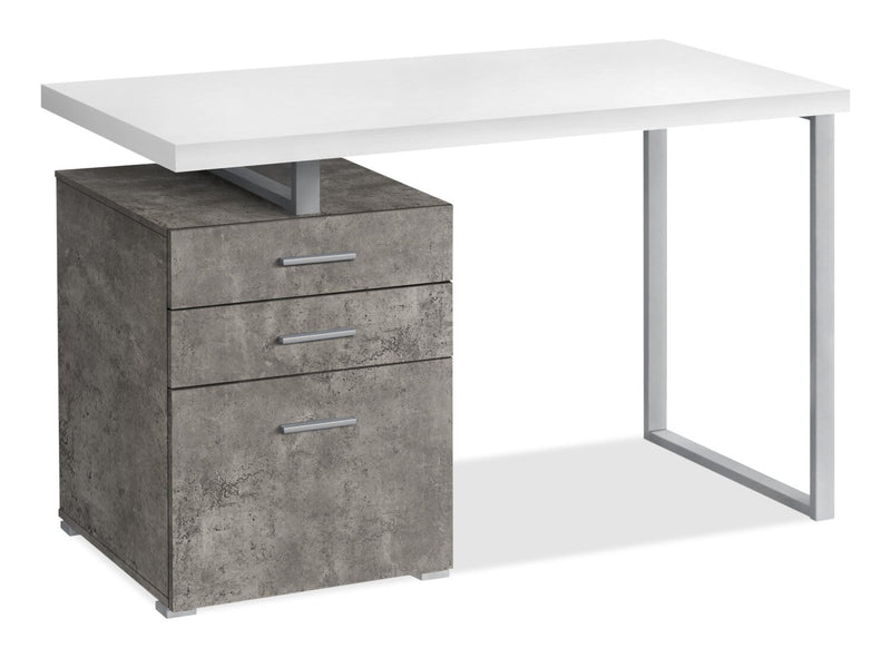 Tintern Reversible Desk - White/Concrete-Look