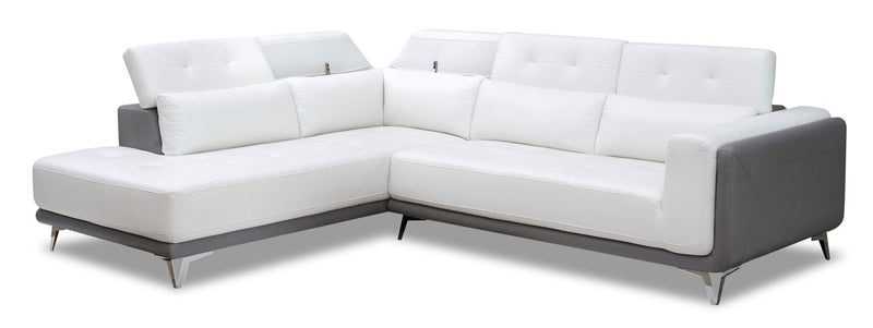 Niles 2-Piece Leather-Look Fabric Left-Facing Sectional - Tanner Snow/Tanner Grey
