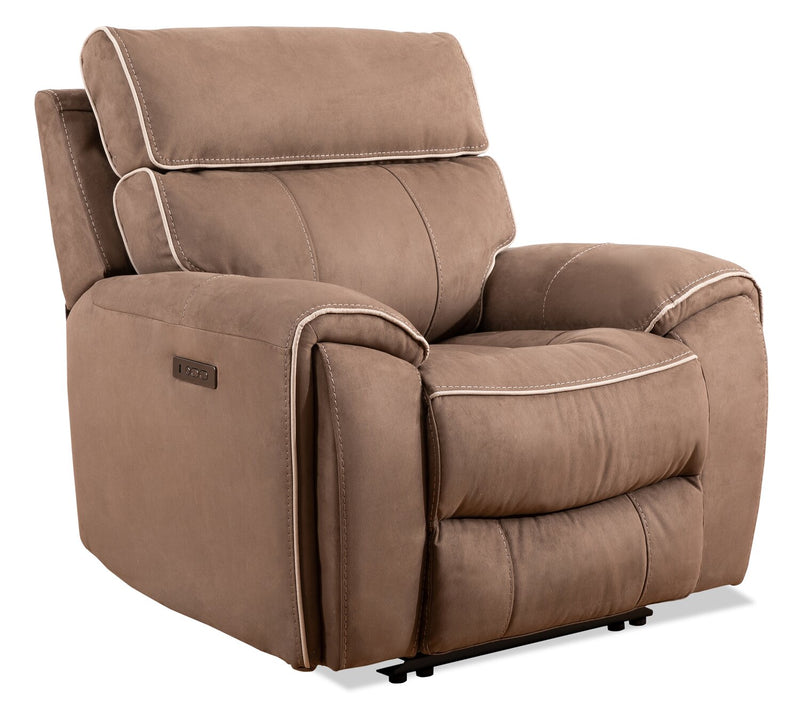 Sunview Faux Suede Power Recliner - Taupe