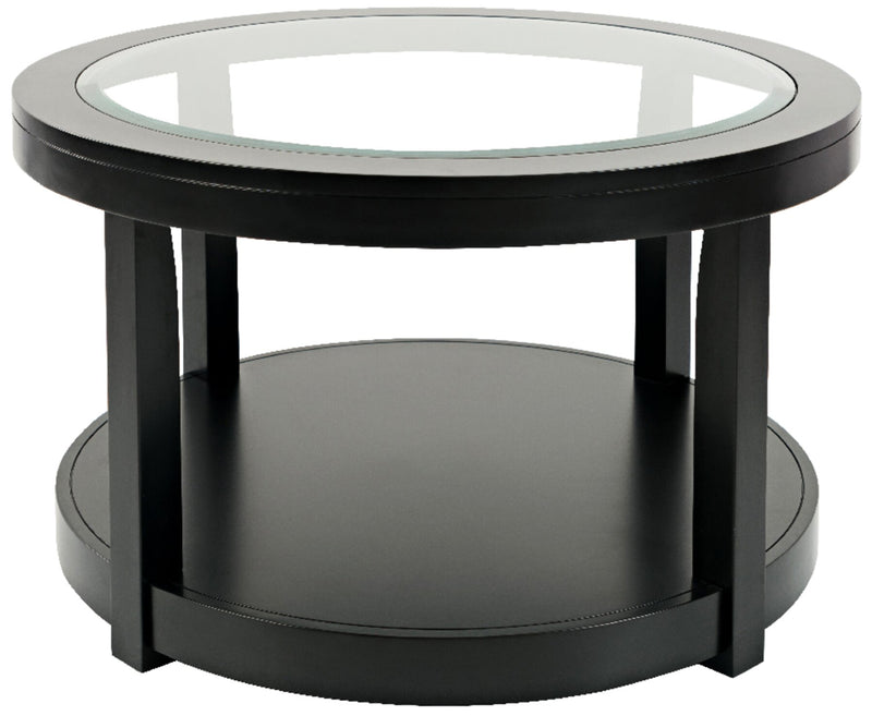 Corey Round Coffee Table - Black - Modern style Coffee Table in Black Acacia, Glass