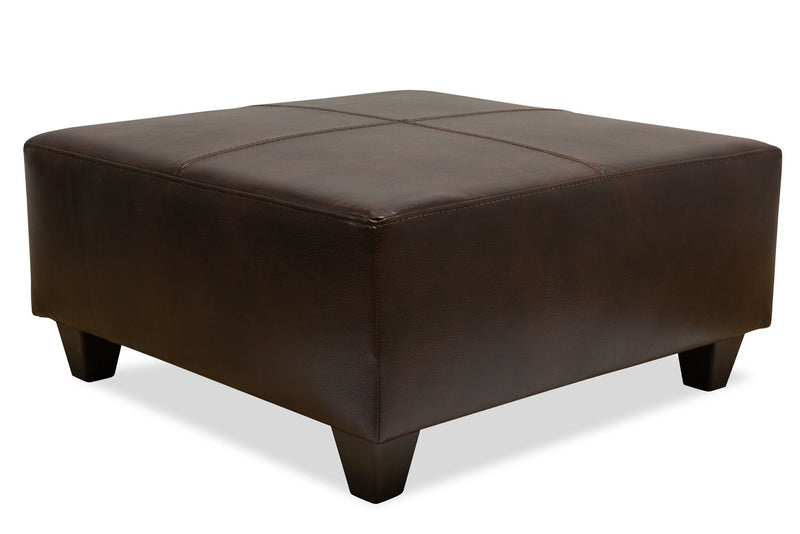 Irene Leath-Aire Ottoman - Brown