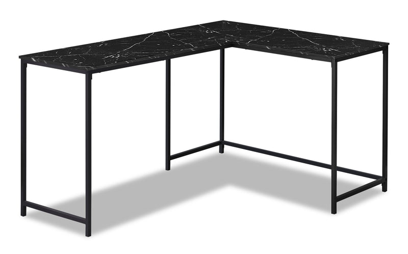 Satanta L-Shaped Corner Desk - Black Marble-Look