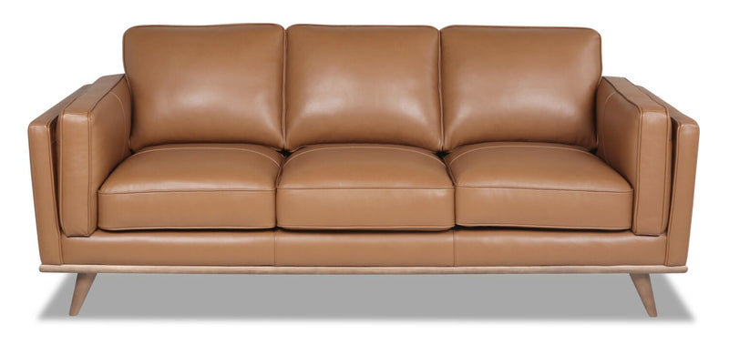 Marlott Top-Grain Genuine Leather Sofa - Caramel