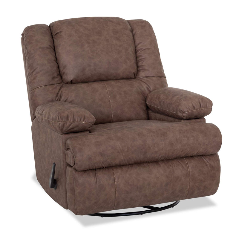 Mackenzie Leather-Look Fabric Swivel Recliner - Mocha