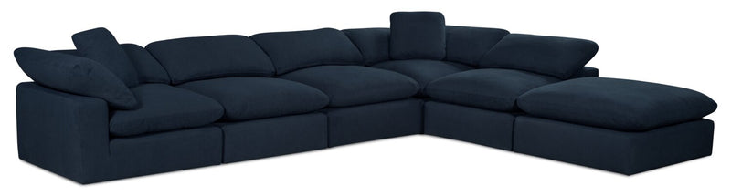 Dalyn 6-Piece Linen-Look Fabric Modular Sectional - Navy