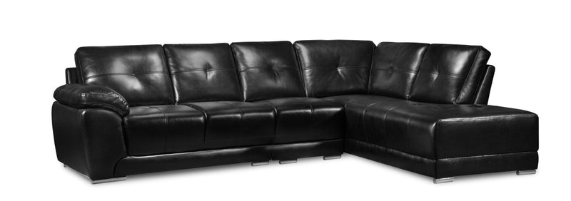 Ramsey 3-Piece Leather-Look Fabric Right-Facing Sectional - Black