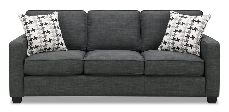 Ballenas Linen-Look Fabric Sofa - Charcoal Grey