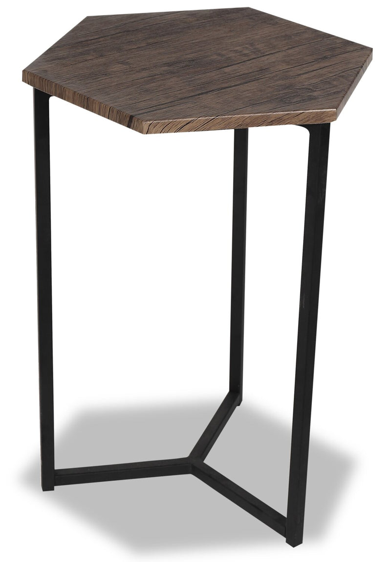Cleo Chairside Table - Brown   - Contemporary style End Table in Brown Medium Density Fibreboard (MDF), Metal, Resin