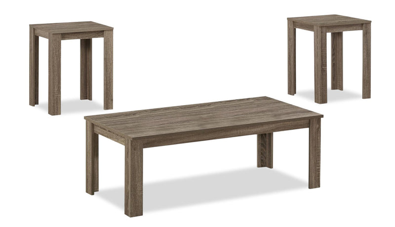 McCann 3-Piece Coffee and Two End Tables Package - Dark Taupe