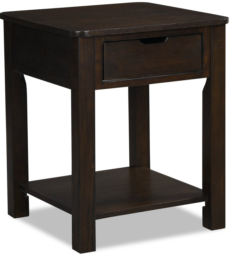 Nikko End Table – Brown  - Contemporary style End Table in Dark Brown Medium Density Fibreboard (MDF), Pine