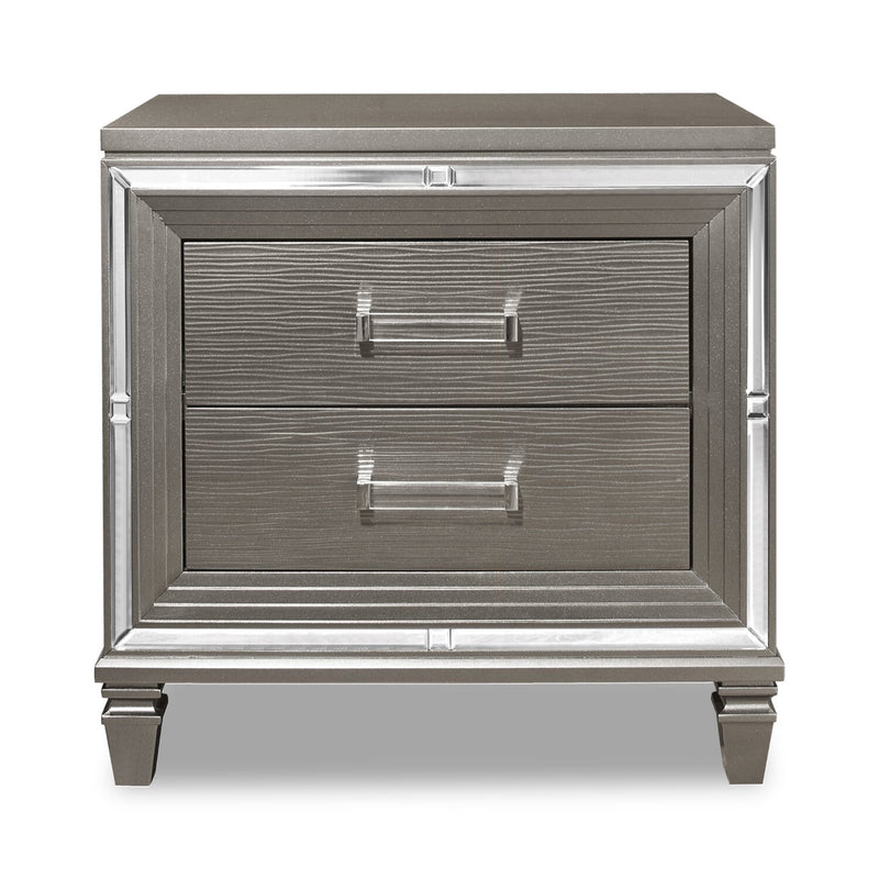 Max Nightstand - Silver - Glam style Nightstand in Silver Asian Hardwood, Medium Density Fibreboard (MDF), Plywood