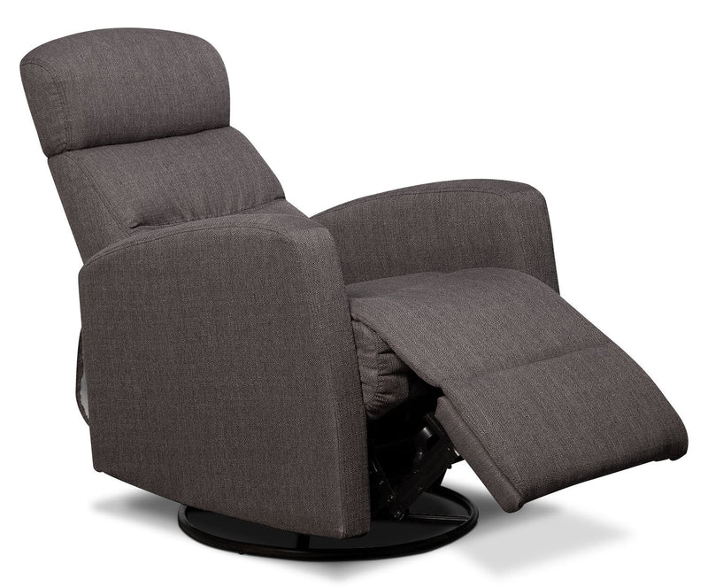 Lark Linen-Look Fabric Swivel Rocker Recliner - Grey