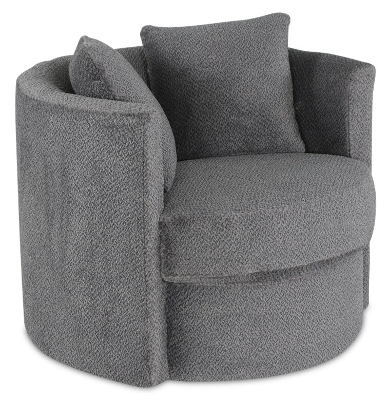 Sofitel Chenille Swivel Cuddler Chair - Teddy Nightfall