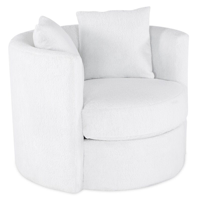 Sofitel Chenille Swivel Cuddler Chair Plush Heaven