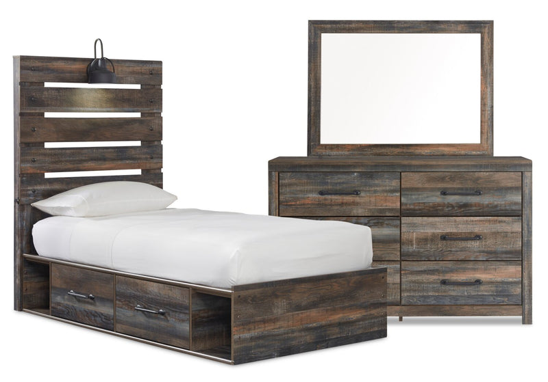 Naylon 5-Piece Twin Bedroom Set with Side Storage - Brown