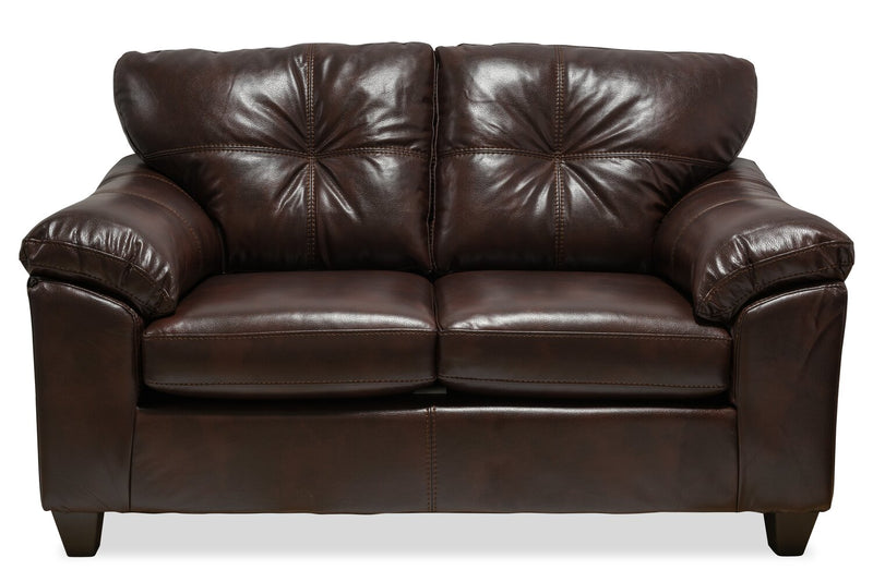 Irene Leath-Aire Loveseat - Brown