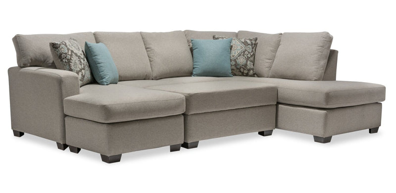 Belle 3-Piece Linen-Look Fabric Right-Facing Sectional - Taupe
