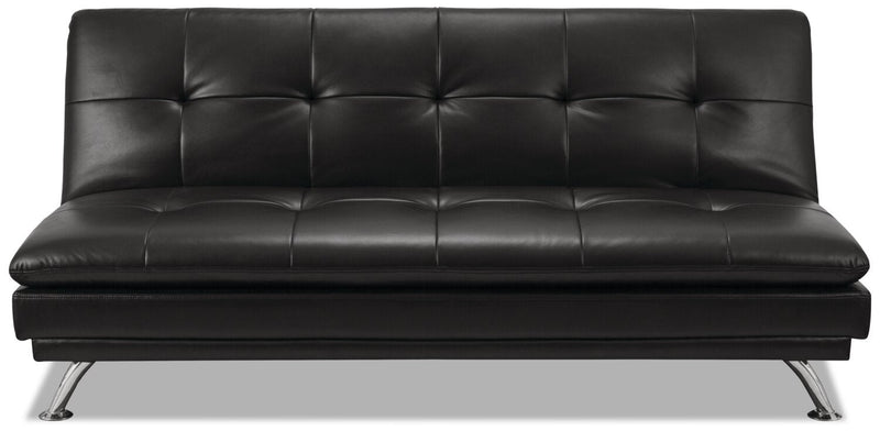 Calder Leather-Look Fabric Futon - Black