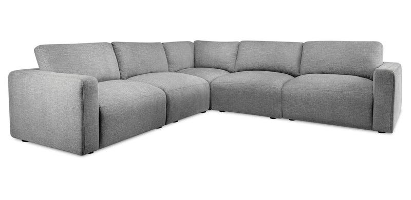 Bassett Chenille 5-Piece Modular Sectional - Charcoal