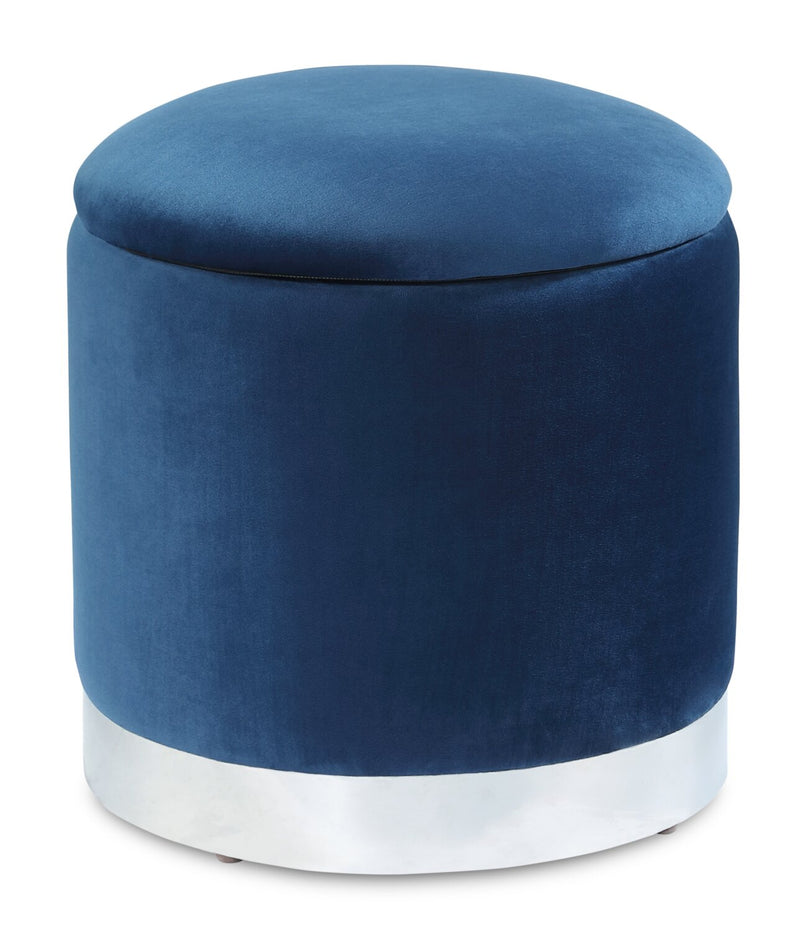 Jahn Velvet Storage Ottoman - Navy