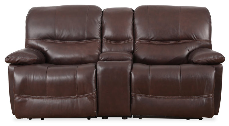 Darlington Genuine Leather Power Reclining Loveseat - Brown