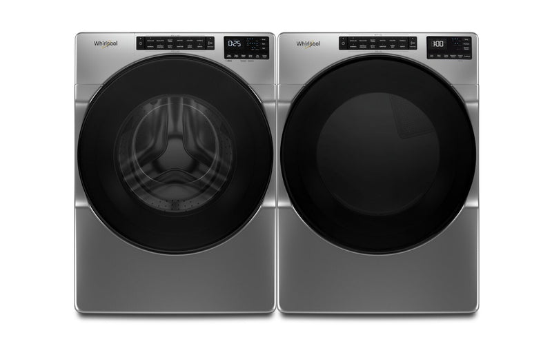 Whirlpool 5.2 Cu. Ft. Front-Load Washer and 7.4 Cu. Ft. Electric Dryer - Chrome Shadow