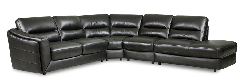 Canborough 4-Piece Genuine Leather Right-Facing Sectional - Grey