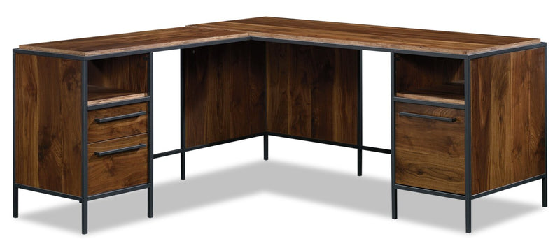 Galesville L-Shaped Desk - Grand Walnut